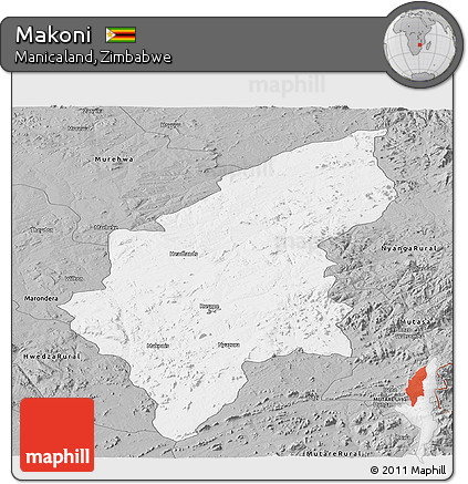 Gray Panoramic Map of Makoni