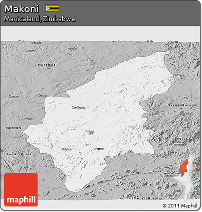 Gray Panoramic Map of Makoni