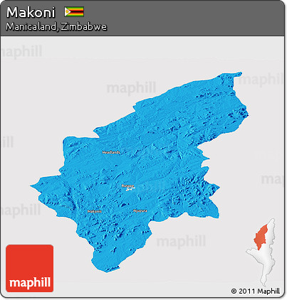 Political Panoramic Map of Makoni, cropped outside
