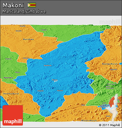 Political Panoramic Map of Makoni
