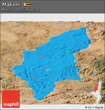 Political Panoramic Map of Makoni, satellite outside