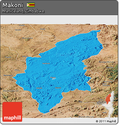 Political Panoramic Map of Makoni, satellite outside