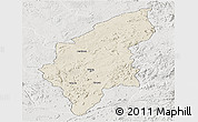 Shaded Relief Panoramic Map of Makoni, lighten, semi-desaturated