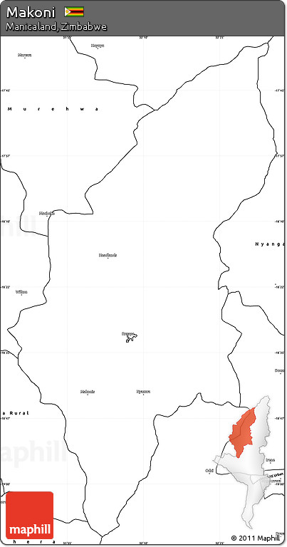 Blank Simple Map of Makoni