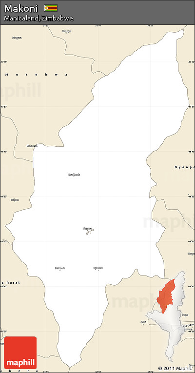 Classic Style Simple Map of Makoni