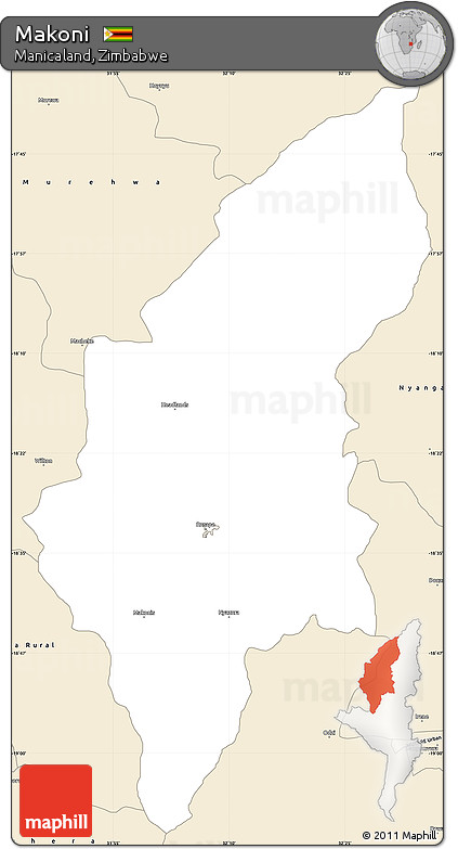 Classic Style Simple Map of Makoni