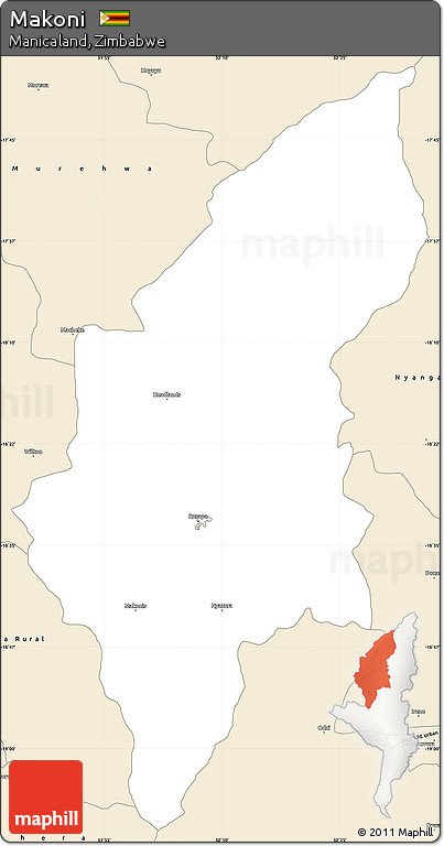 Classic Style Simple Map of Makoni