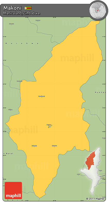 Savanna Style Simple Map of Makoni