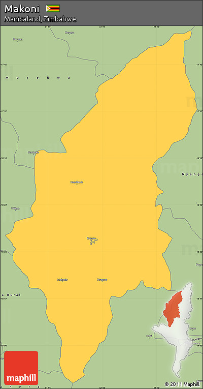 Savanna Style Simple Map of Makoni