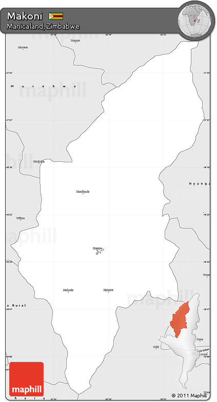 Silver Style Simple Map of Makoni