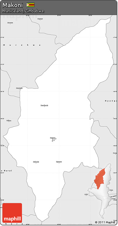 Silver Style Simple Map of Makoni
