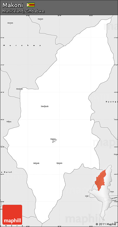 Silver Style Simple Map of Makoni