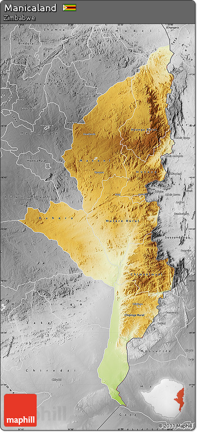 Physical Map of Manicaland, desaturated