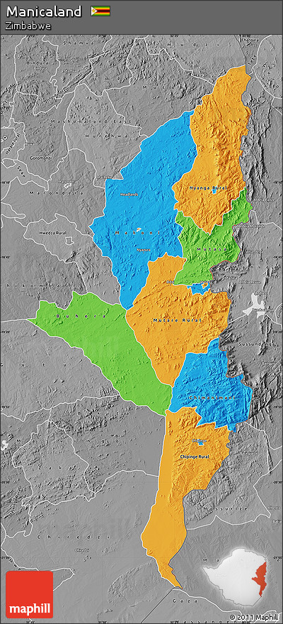 Political Map of Manicaland, desaturated