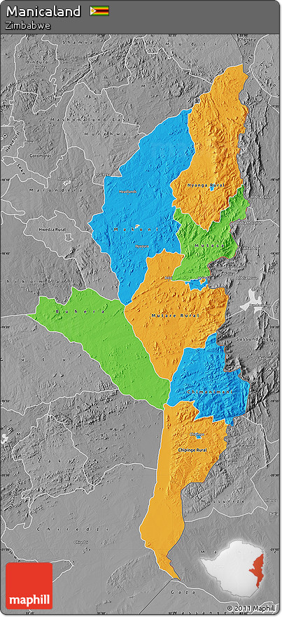 Political Map of Manicaland, desaturated