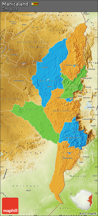 Political Map of Manicaland, physical outside