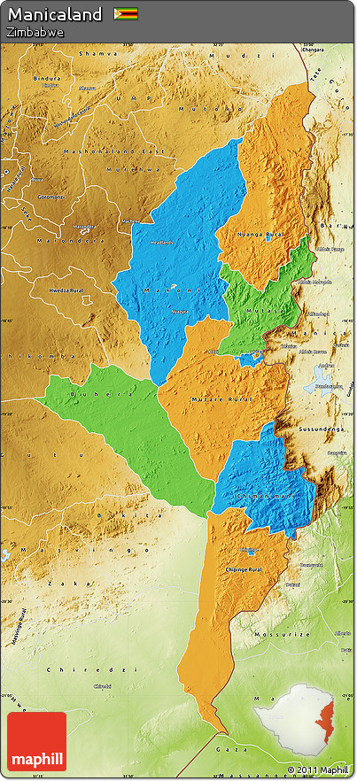 Political Map of Manicaland, physical outside