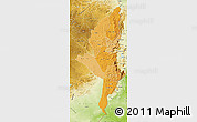 Political Shades Map of Manicaland, physical outside