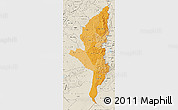 Political Shades Map of Manicaland, shaded relief outside