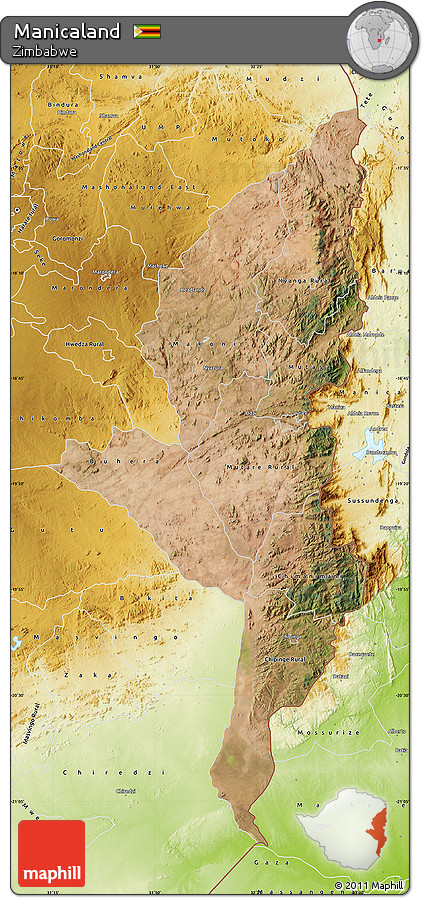 Satellite Map of Manicaland, physical outside
