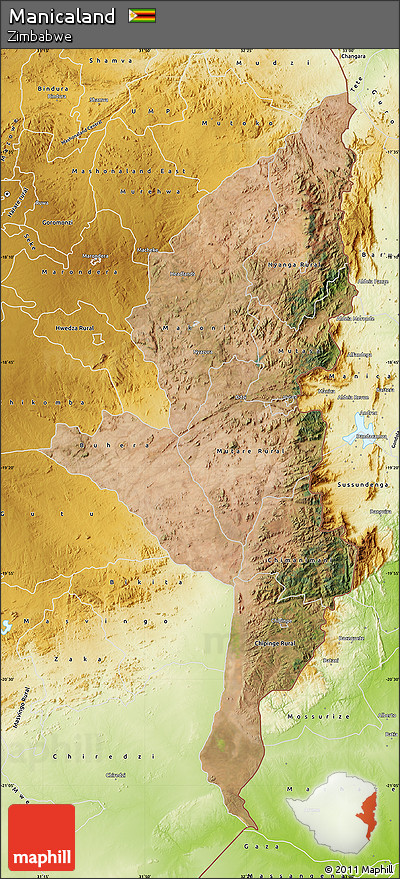 Satellite Map of Manicaland, physical outside