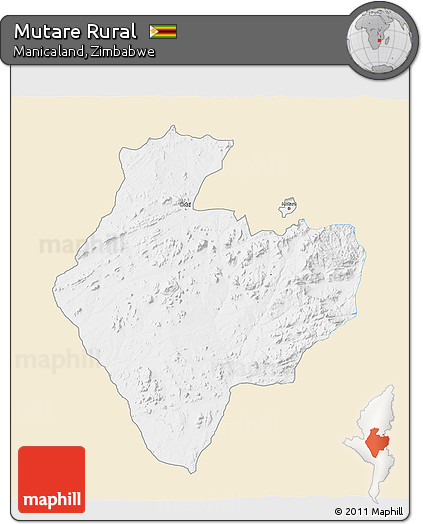 Classic Style 3D Map of Mutare Rural, single color outside