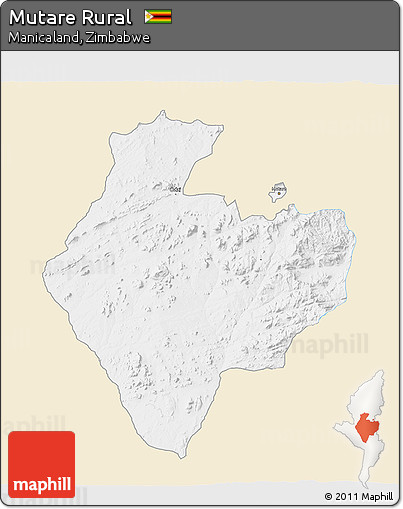 Classic Style 3D Map of Mutare Rural, single color outside