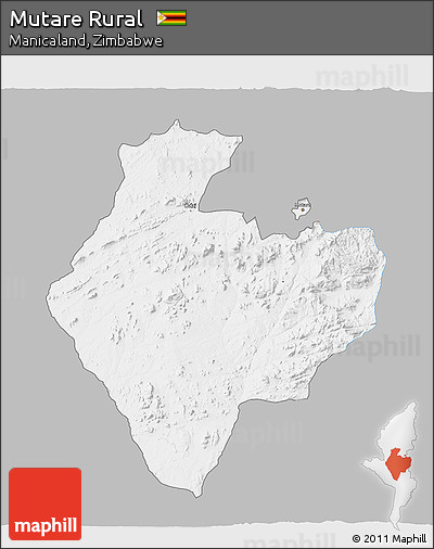 Gray 3D Map of Mutare Rural, single color outside