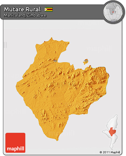 Political 3D Map of Mutare Rural, cropped outside