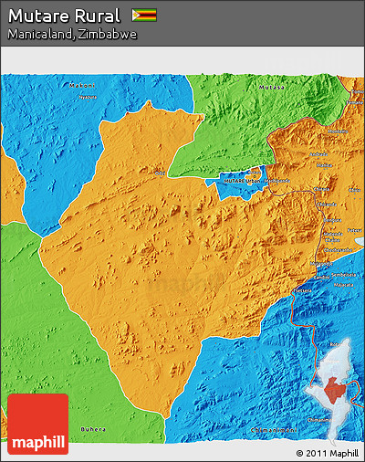 Political 3D Map of Mutare Rural