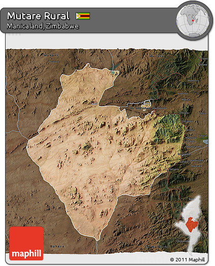 Satellite 3D Map of Mutare Rural, darken