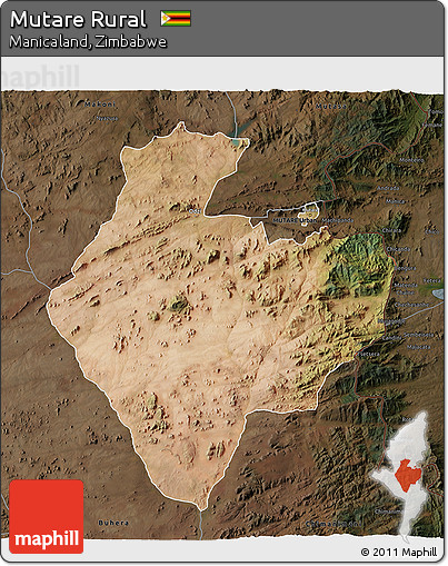 Satellite 3D Map of Mutare Rural, darken