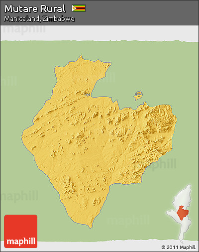 Savanna Style 3D Map of Mutare Rural, single color outside