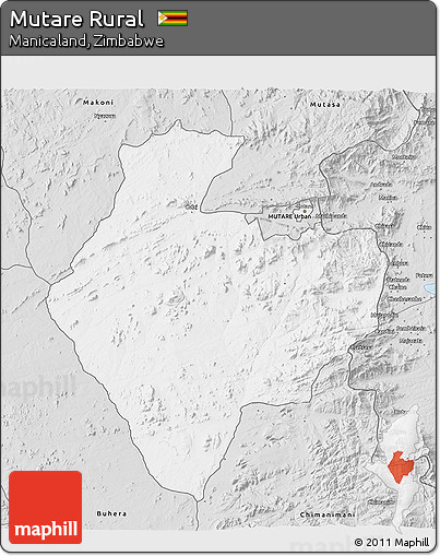 Silver Style 3D Map of Mutare Rural