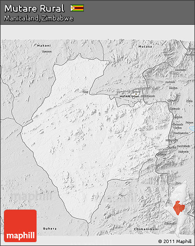 Silver Style 3D Map of Mutare Rural