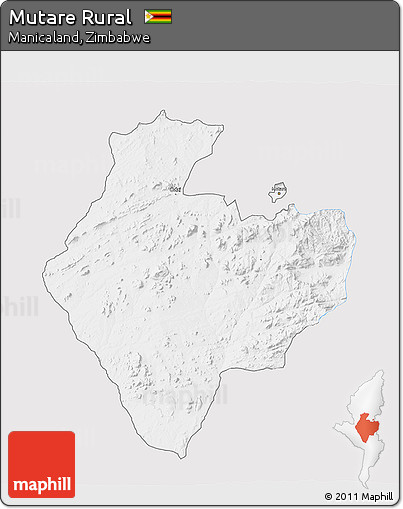 Silver Style 3D Map of Mutare Rural, single color outside