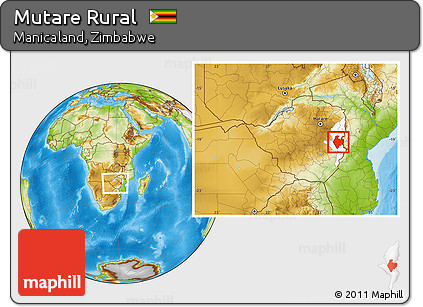 Physical Location Map of Mutare Rural, highlighted parent region, within the entire country