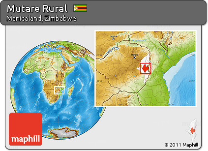 Physical Location Map of Mutare Rural, highlighted parent region