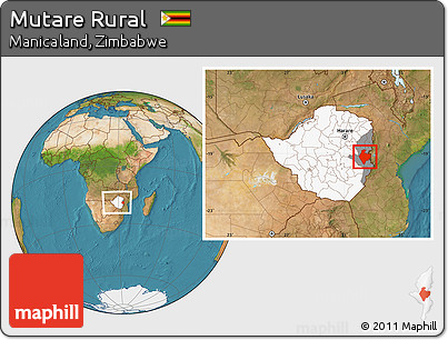 Satellite Location Map of Mutare Rural, highlighted country, highlighted parent region, within the entire country
