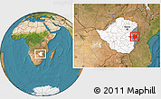 Satellite Location Map of Mutare Rural, highlighted country, highlighted parent region, within the entire country