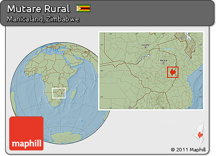 Savanna Style Location Map of Mutare Rural, within the entire country, hill shading