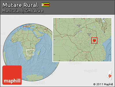 Savanna Style Location Map of Mutare Rural, within the entire country, hill shading