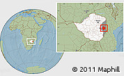 Savanna Style Location Map of Mutare Rural, highlighted country, highlighted parent region, within the entire country, hill shading