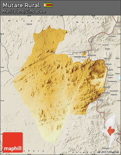 Physical Map of Mutare Rural, shaded relief outside