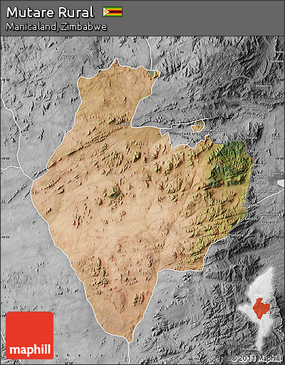 Satellite Map of Mutare Rural, desaturated