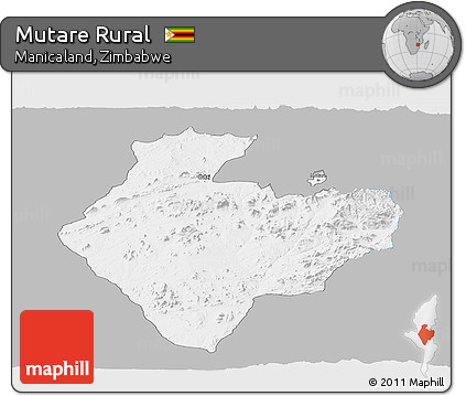 Gray Panoramic Map of Mutare Rural, single color outside