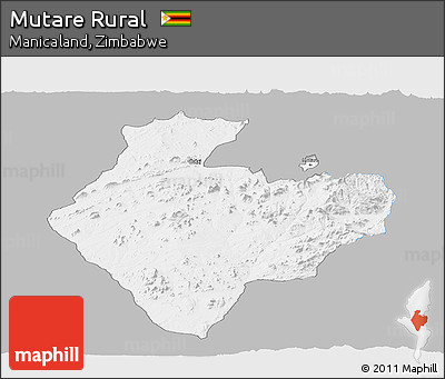 Gray Panoramic Map of Mutare Rural, single color outside