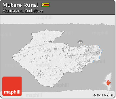 Gray Panoramic Map of Mutare Rural, single color outside