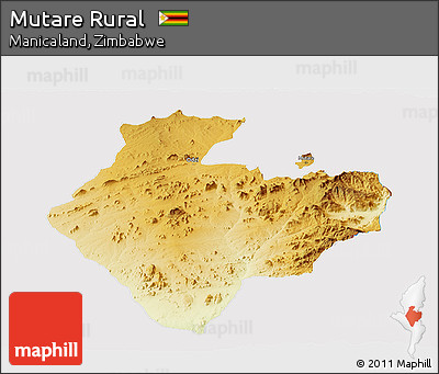 Physical Panoramic Map of Mutare Rural, cropped outside