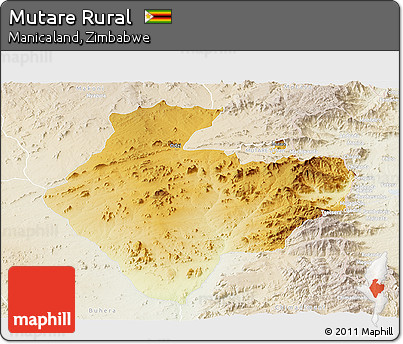 Physical Panoramic Map of Mutare Rural, lighten